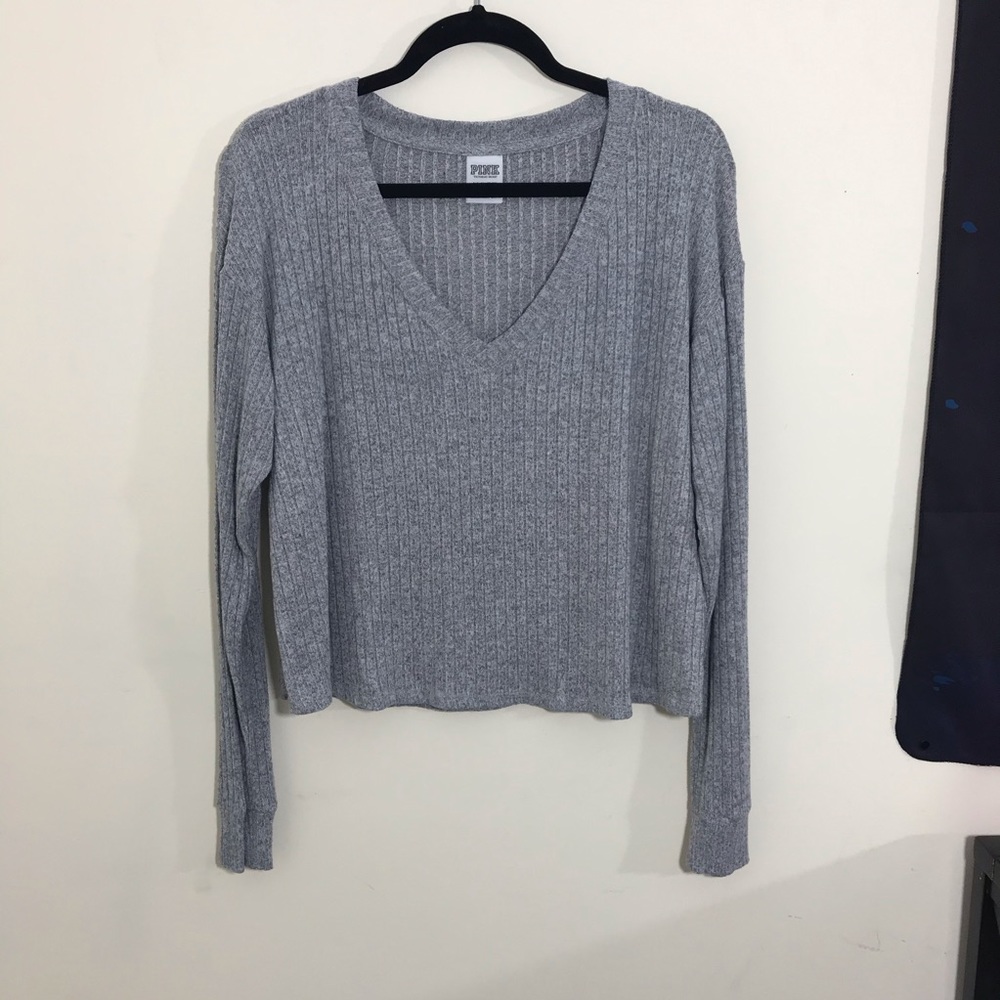 PINK VICTORIA’S SECRET Ribbed V-Neck Sweater